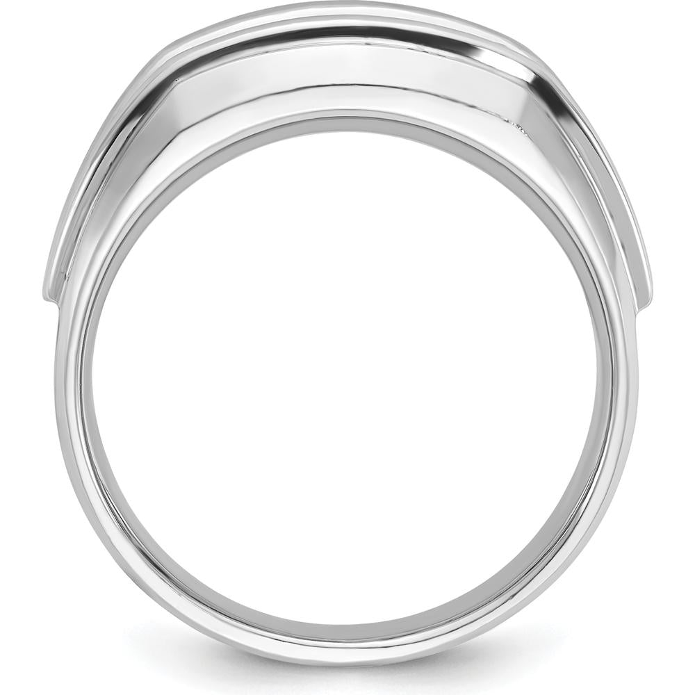 14K White Gold Men's Diamond 3-Stone Ring with 1 Carat Total Diamond Weight by IBGoodman