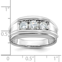 14K White Gold Men's Diamond 3-Stone Ring with 1 Carat Total Diamond Weight by IBGoodman