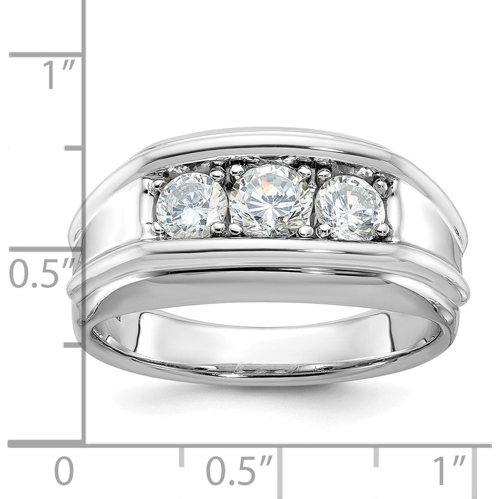 14K White Gold Men's Diamond 3-Stone Ring with 1 Carat Total Diamond Weight by IBGoodman