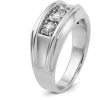 14K White Gold Men's Diamond 3-Stone Ring with 1 Carat Total Diamond Weight by IBGoodman