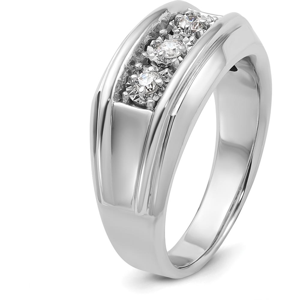 14K White Gold Men's Diamond 3-Stone Ring with 1 Carat Total Diamond Weight by IBGoodman