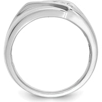 14K White Gold Men's Diamond Band Ring with 5 Round Diamonds - 0.065 Carat Total Diamond Weight by 0