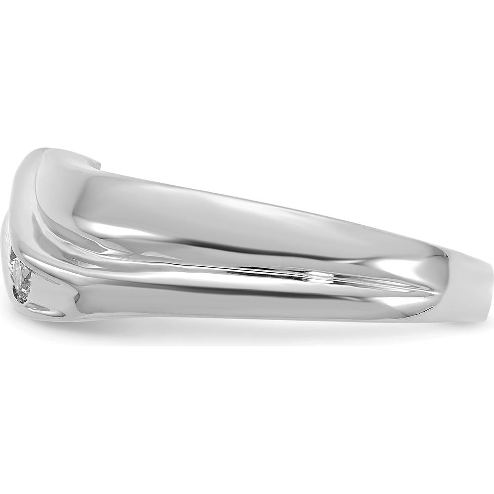 14K White Gold Men's Diamond Band Ring with 5 Round Diamonds - 0.065 Carat Total Diamond Weight by 0