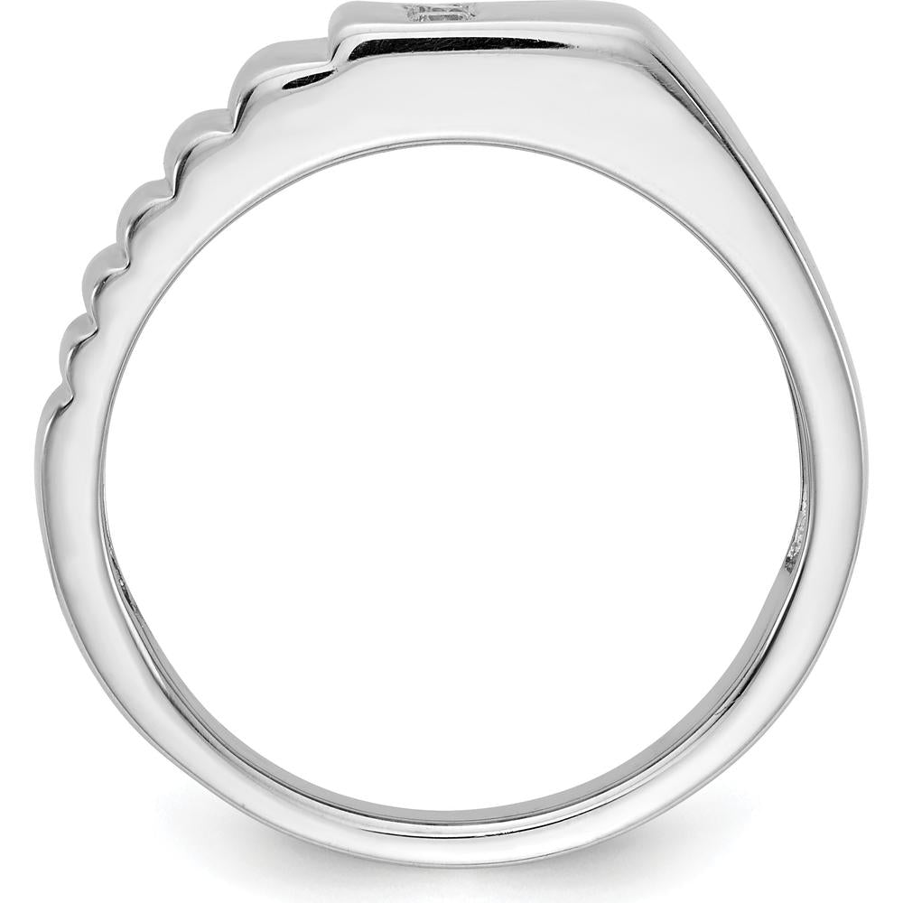 14K White Gold Men's Diamond Band Ring with Round Diamonds - 0.046 Carat Total Diamond Weight by 0