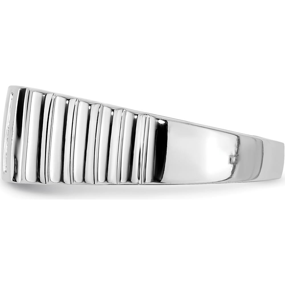 14K White Gold Men's Diamond Band Ring with Round Diamonds - 0.046 Carat Total Diamond Weight by 0