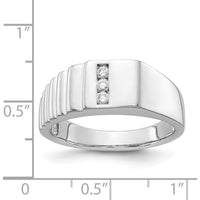 14K White Gold Men's Diamond Band Ring with Round Diamonds - 0.046 Carat Total Diamond Weight by 0