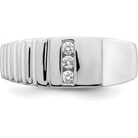 14K White Gold Men's Diamond Band Ring with Round Diamonds - 0.046 Carat Total Diamond Weight by 0
