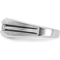 14K White Gold Men's Diamond Band with Black Rhodium Grooved Design - 1/2 Carat Total Diamond Weight by IBGoodman