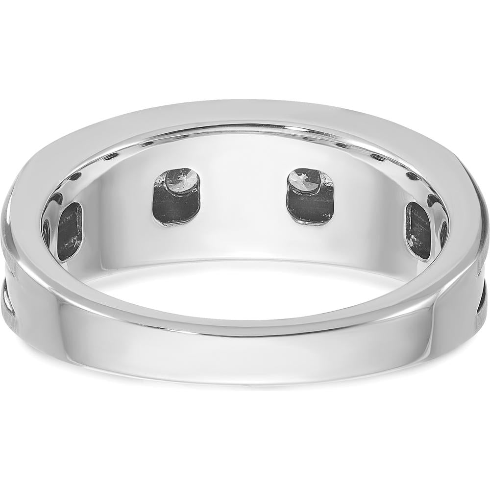 14K White Gold Men's Diamond Band with Black Rhodium Grooved Design - 1/2 Carat Total Diamond Weight by IBGoodman