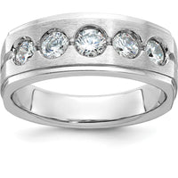 14K White Gold Men's Diamond Band with Polished and Satin Finish - 1 Carats Total Diamond Weight by IBGoodman