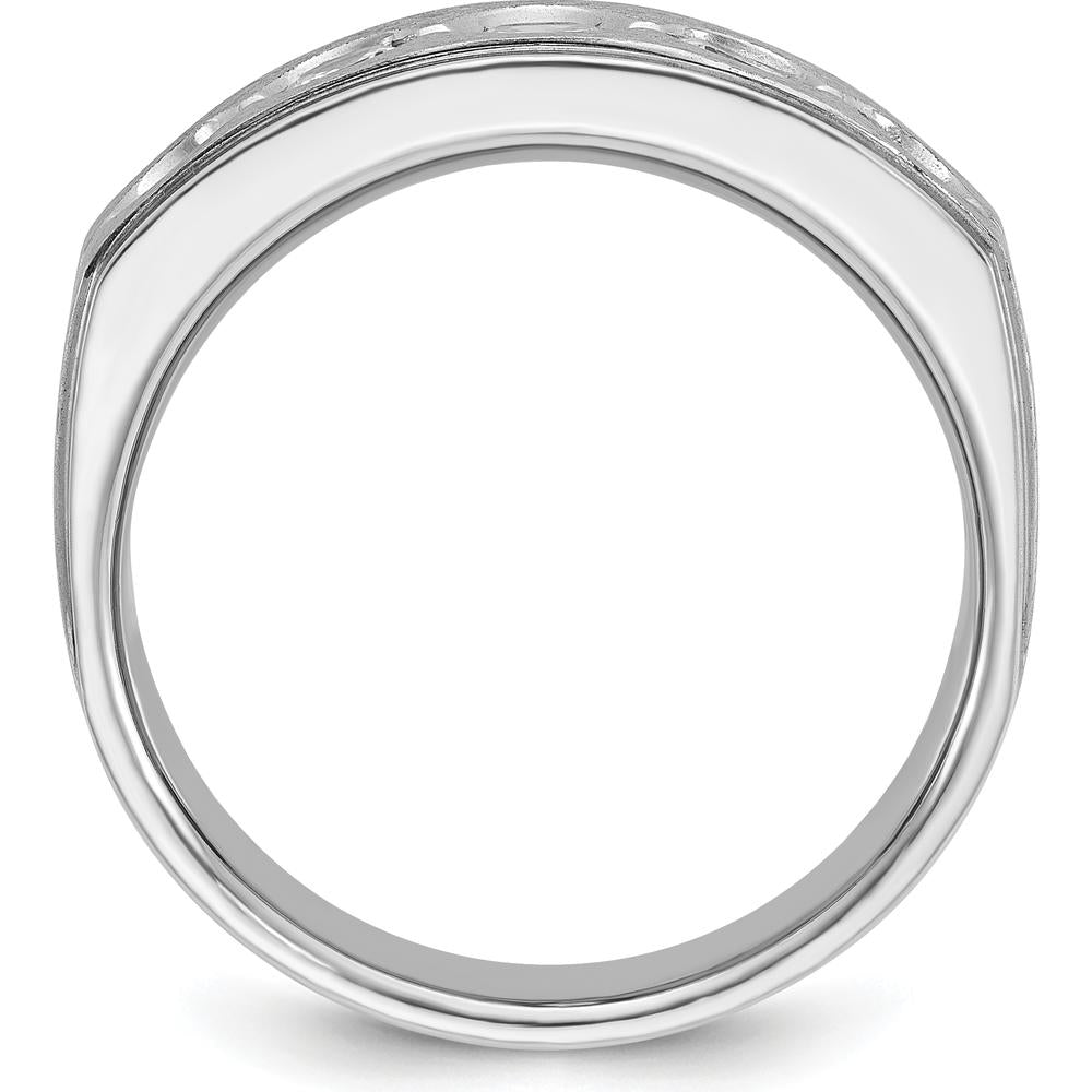 14K White Gold Men's Diamond Band with Polished and Satin Finish - 1 Carats Total Diamond Weight by IBGoodman