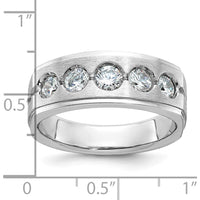 14K White Gold Men's Diamond Band with Polished and Satin Finish - 1 Carats Total Diamond Weight by IBGoodman