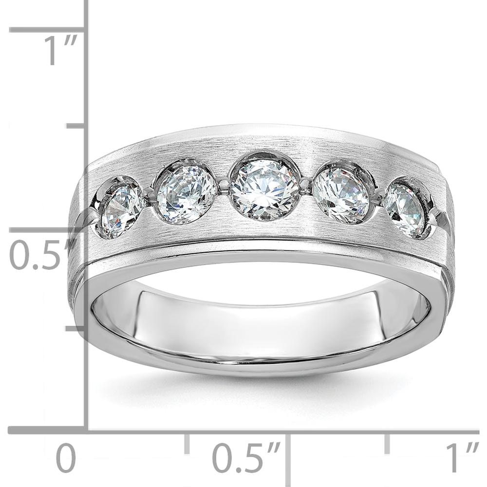 14K White Gold Men's Diamond Band with Polished and Satin Finish - 1 Carats Total Diamond Weight by IBGoodman