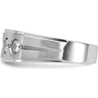 14K White Gold Men's Diamond Band with Polished and Satin Finish - 1 Carats Total Diamond Weight by IBGoodman