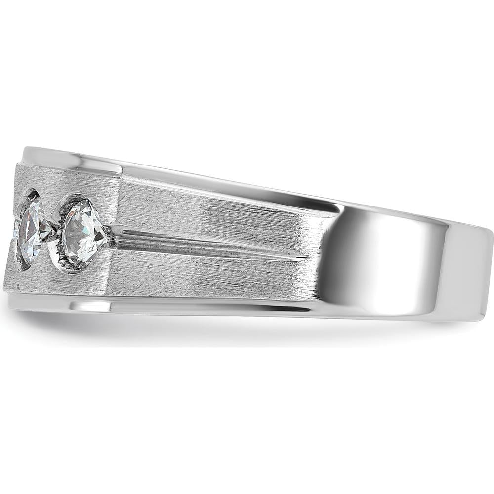 14K White Gold Men's Diamond Band with Polished and Satin Finish - 1 Carats Total Diamond Weight by IBGoodman