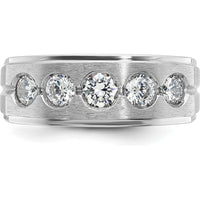 14K White Gold Men's Diamond Band with Polished and Satin Finish - 1 Carats Total Diamond Weight by IBGoodman