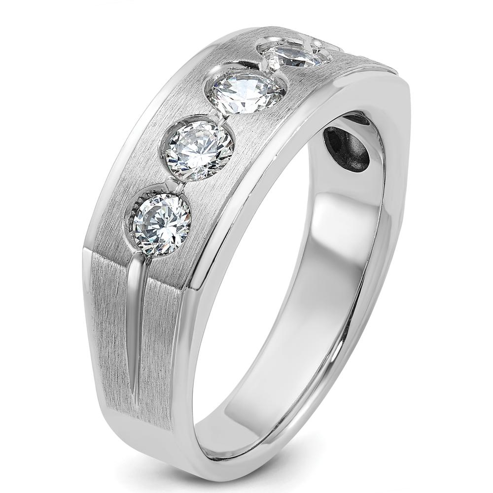 14K White Gold Men's Diamond Band with Polished and Satin Finish - 1 Carats Total Diamond Weight by IBGoodman
