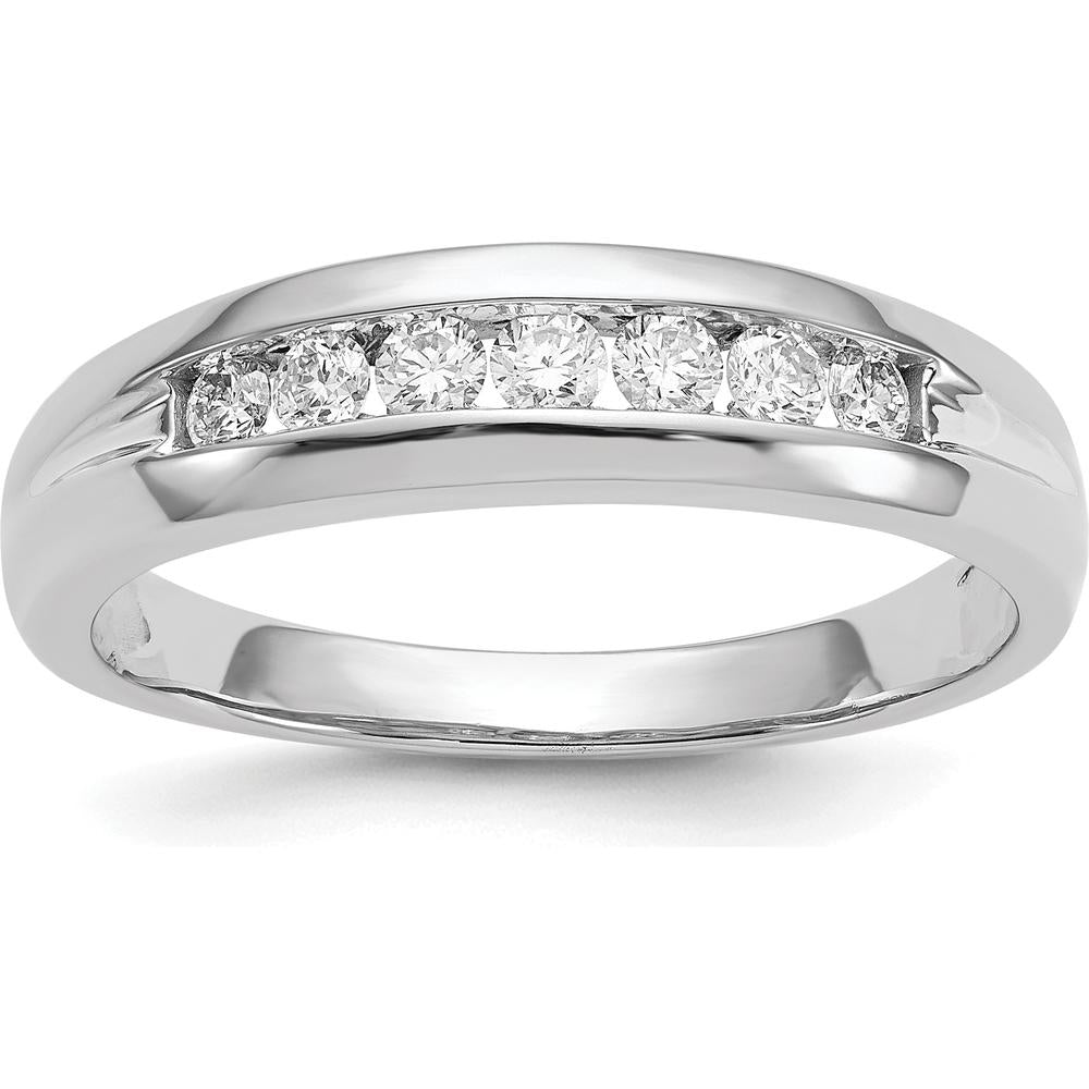 14K White Gold Men's Diamond Channel Ring with Round Diamonds - 0.23 Carat Total Diamond Weight by 0