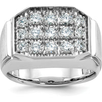 14K White Gold Men's Diamond Cluster Ring with 1 1/5 Carat AA Quality Diamonds by IBGoodman