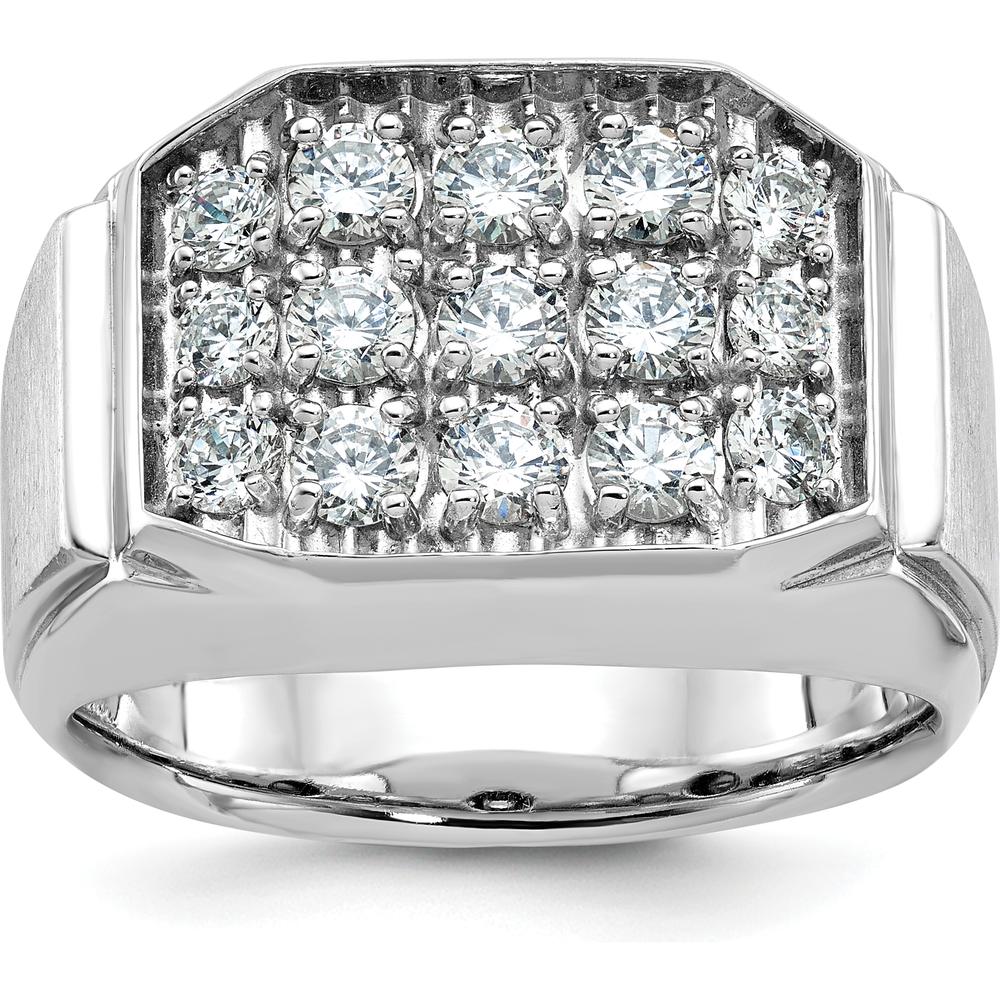 14K White Gold Men's Diamond Cluster Ring with 1 1/5 Carat AA Quality Diamonds by IBGoodman