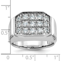 14K White Gold Men's Diamond Cluster Ring with 1 1/5 Carat AA Quality Diamonds by IBGoodman
