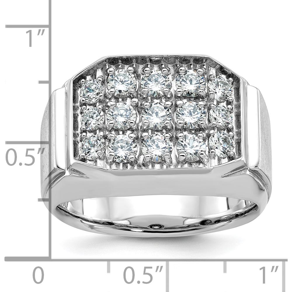 14K White Gold Men's Diamond Cluster Ring with 1 1/5 Carat AA Quality Diamonds by IBGoodman