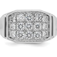 14K White Gold Men's Diamond Cluster Ring with 1 1/5 Carat AA Quality Diamonds by IBGoodman