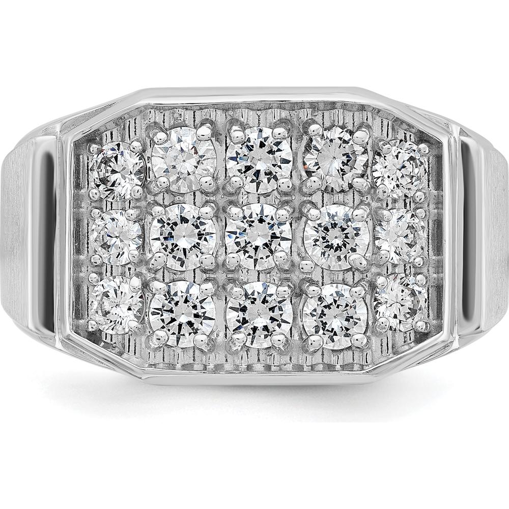 14K White Gold Men's Diamond Cluster Ring with 1 1/5 Carat AA Quality Diamonds by IBGoodman