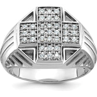 14K White Gold Men's Diamond Cross Cluster Ring with 1/2 Carat AA Quality Diamonds by IBGoodman