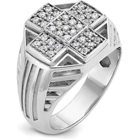 14K White Gold Men's Diamond Cross Cluster Ring with 1/2 Carat AA Quality Diamonds by IBGoodman