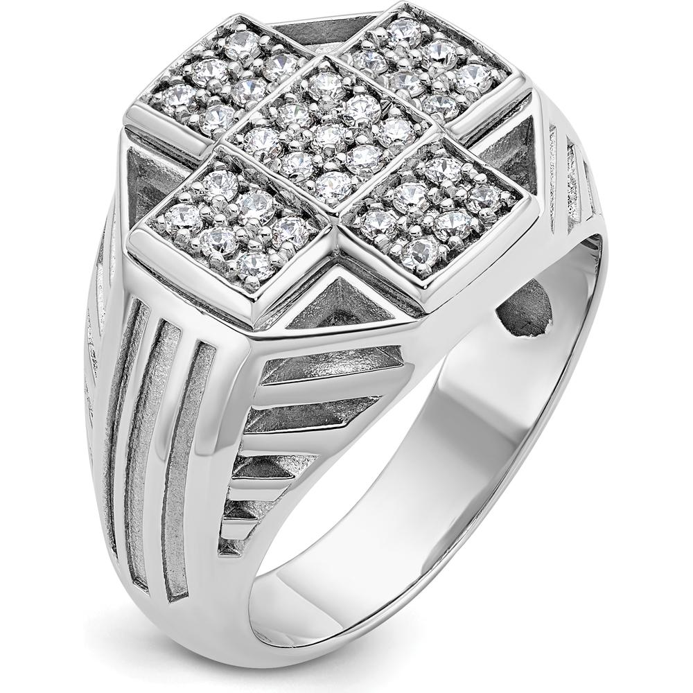 14K White Gold Men's Diamond Cross Cluster Ring with 1/2 Carat AA Quality Diamonds by IBGoodman