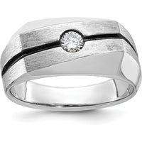 14K White Gold Men's Diamond Polished and Satin Ring Mounting - 0.50 Carats Diamond Weight by IBGoodman