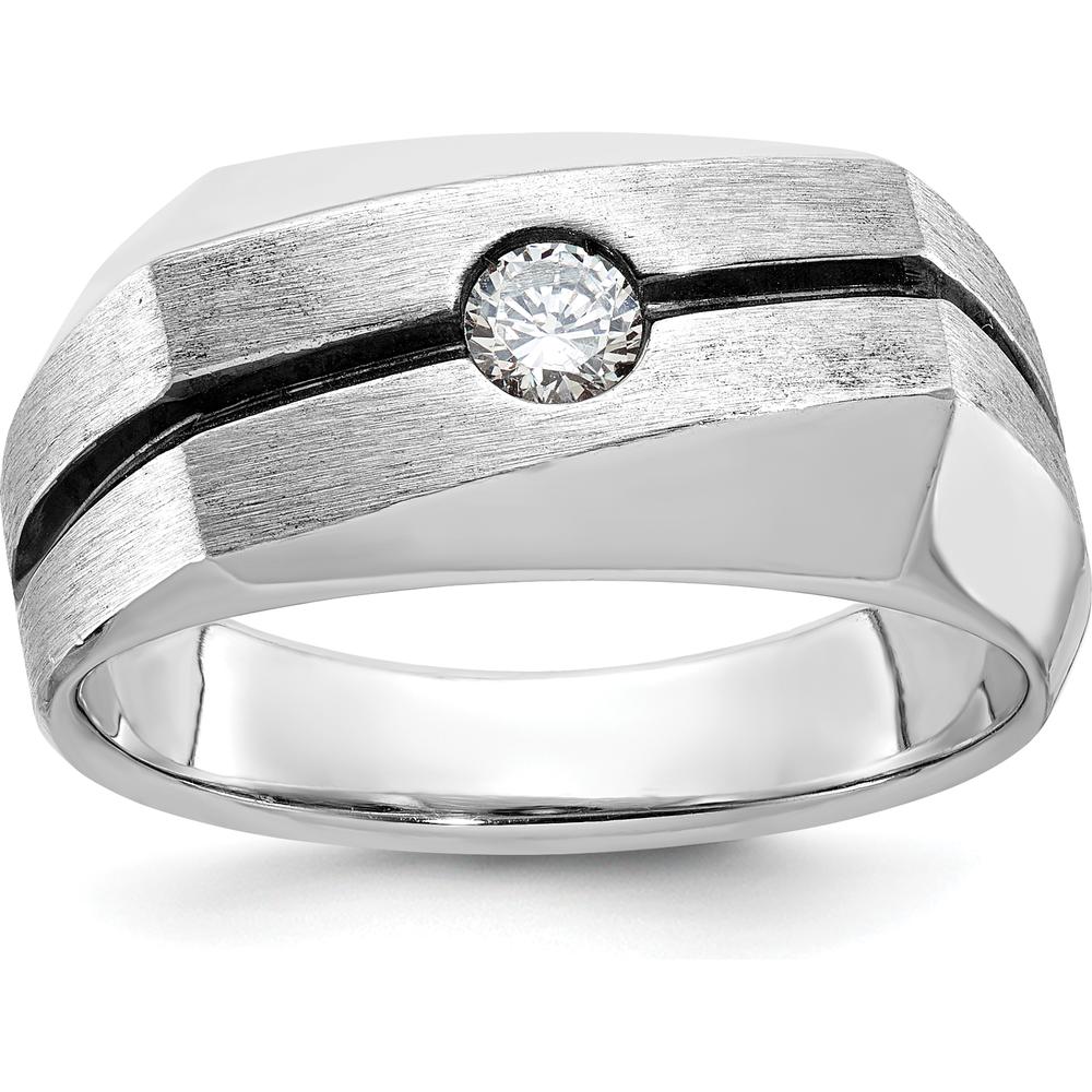 14K White Gold Men's Diamond Polished and Satin Ring Mounting - 0.50 Carats Diamond Weight by IBGoodman