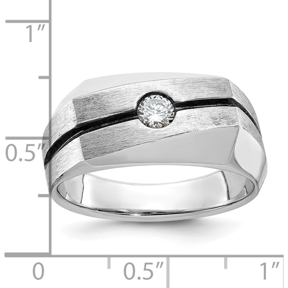 14K White Gold Men's Diamond Polished and Satin Ring Mounting - 0.50 Carats Diamond Weight by IBGoodman