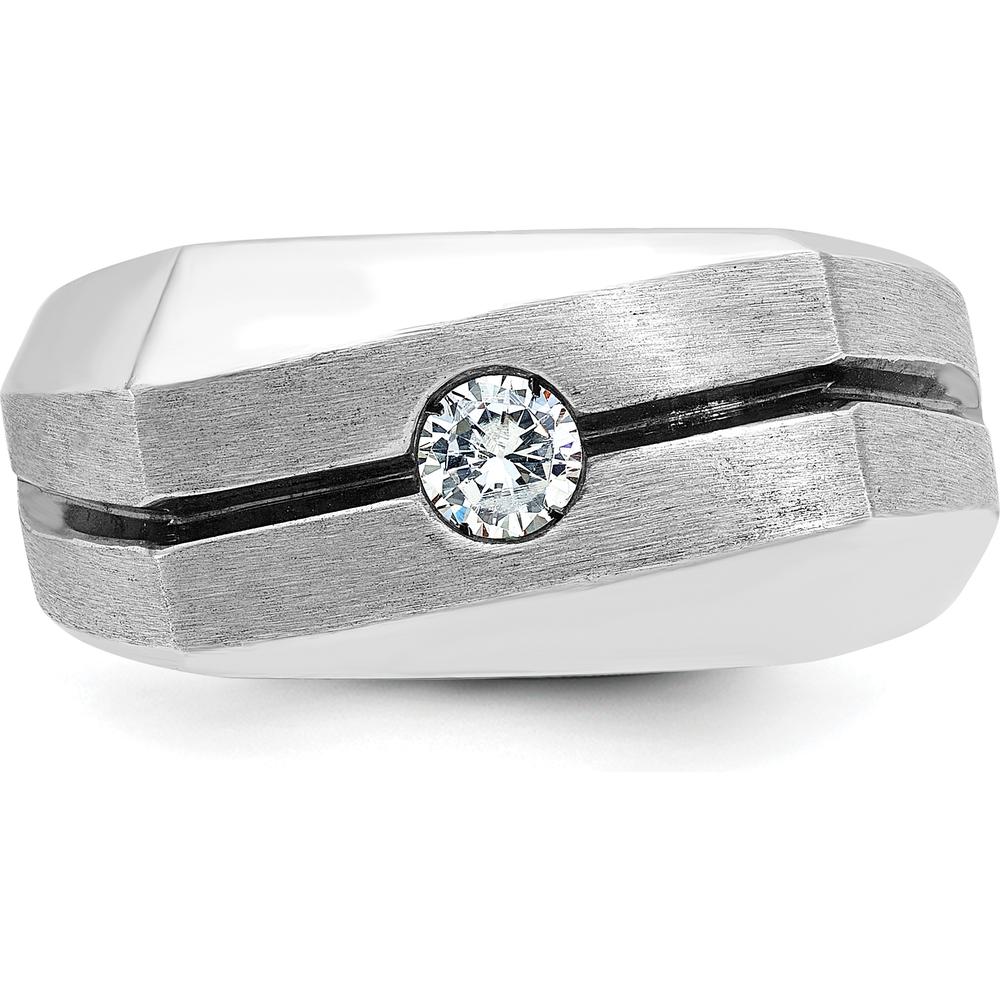 14K White Gold Men's Diamond Polished and Satin Ring Mounting - 0.50 Carats Diamond Weight by IBGoodman