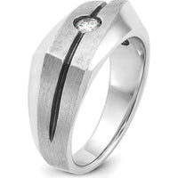 14K White Gold Men's Diamond Polished and Satin Ring Mounting - 0.50 Carats Diamond Weight by IBGoodman