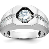 14K White Gold Men's Diamond Ring Mounting with Polished and Satin Finish Design by IBGoodman