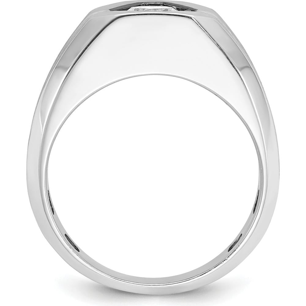 14K White Gold Men's Diamond Ring Mounting with Polished and Satin Finish Design by IBGoodman