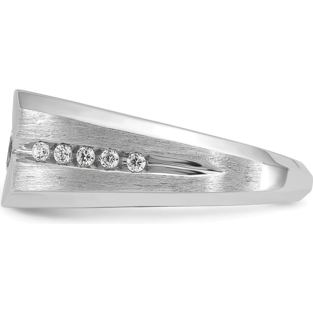 14K White Gold Men's Diamond Ring Mounting with Polished and Satin Finish Design by IBGoodman