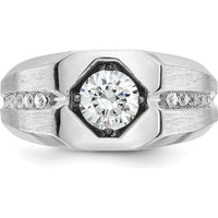 14K White Gold Men's Diamond Ring Mounting with Polished and Satin Finish Design by IBGoodman