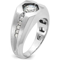 14K White Gold Men's Diamond Ring Mounting with Polished and Satin Finish Design by IBGoodman
