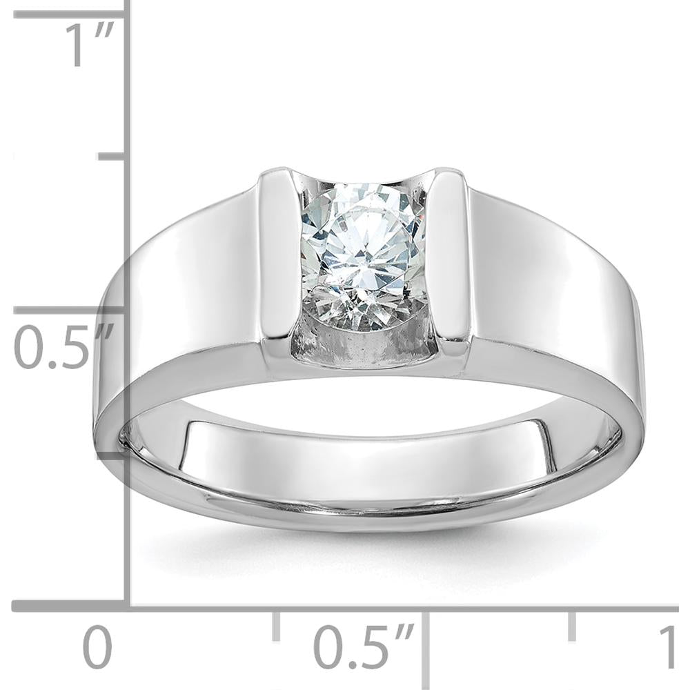 14K White Gold Men's Diamond Ring Mounting with Rhodium Plating - 8.78mm Width by IBGoodman