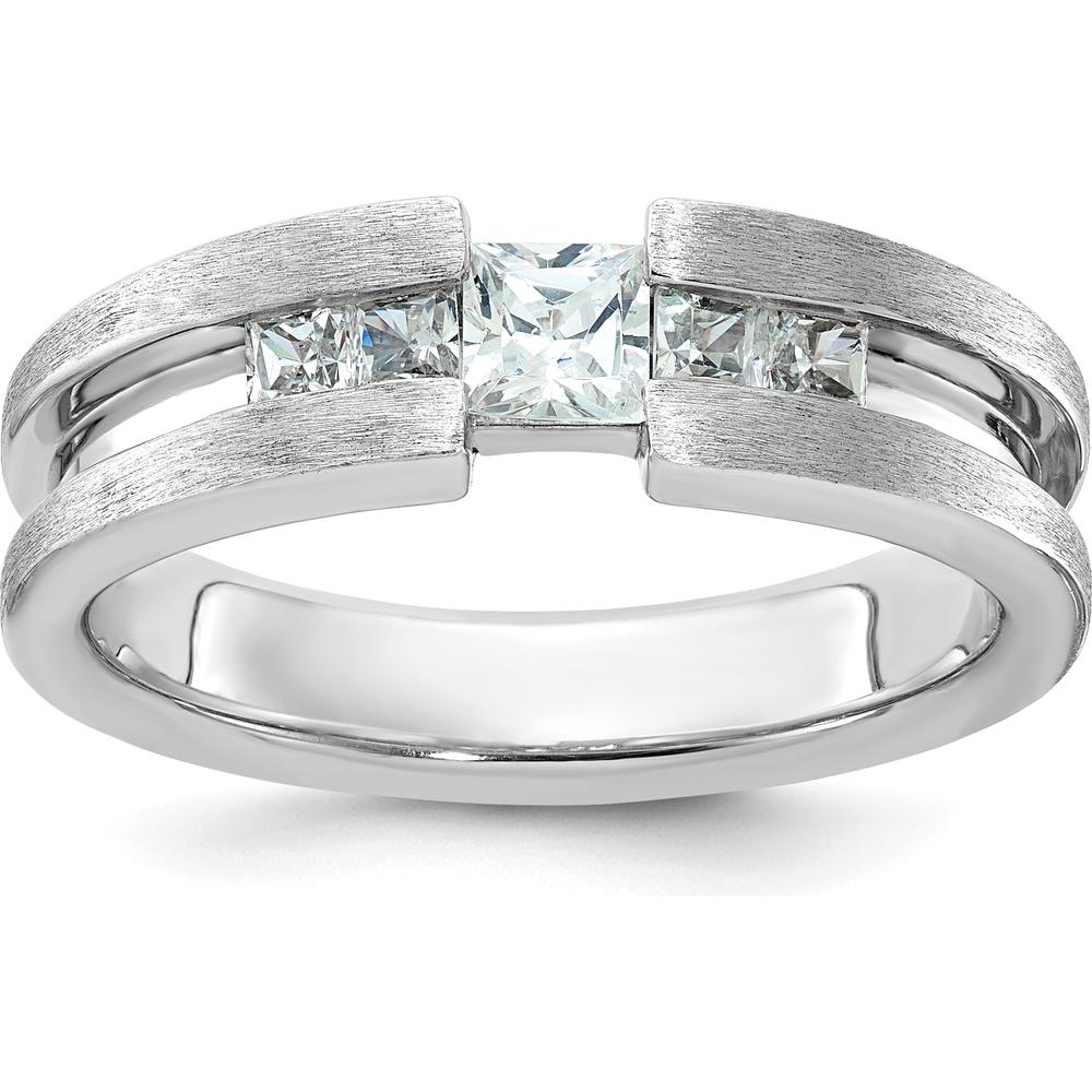 14K White Gold Men's Diamond Ring Mounting with Rhodium Plating by IBGoodman