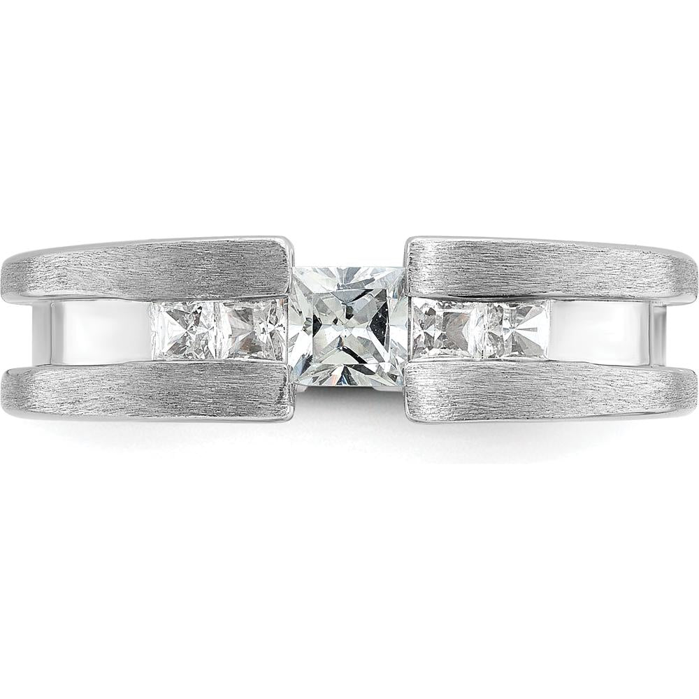 14K White Gold Men's Diamond Ring Mounting with Rhodium Plating by IBGoodman