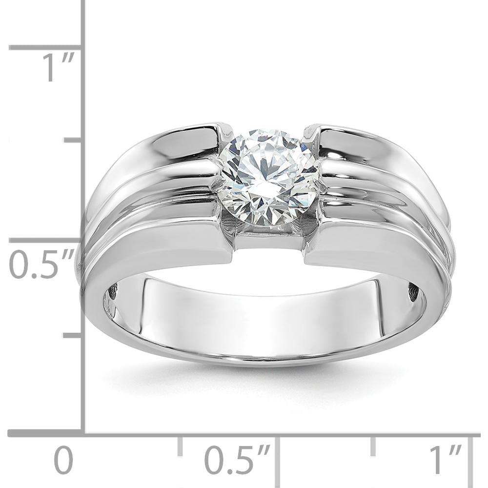 14K White Gold Men's Diamond Ring Mounting with Round Stone Setting - 8.72mm Band Width by IBGoodman