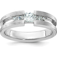 14K White Gold Men's Diamond Ring with 3/4 Carat of Square-Cut Diamonds - 0.5 Carats Total Diamond Weight by IBGoodman