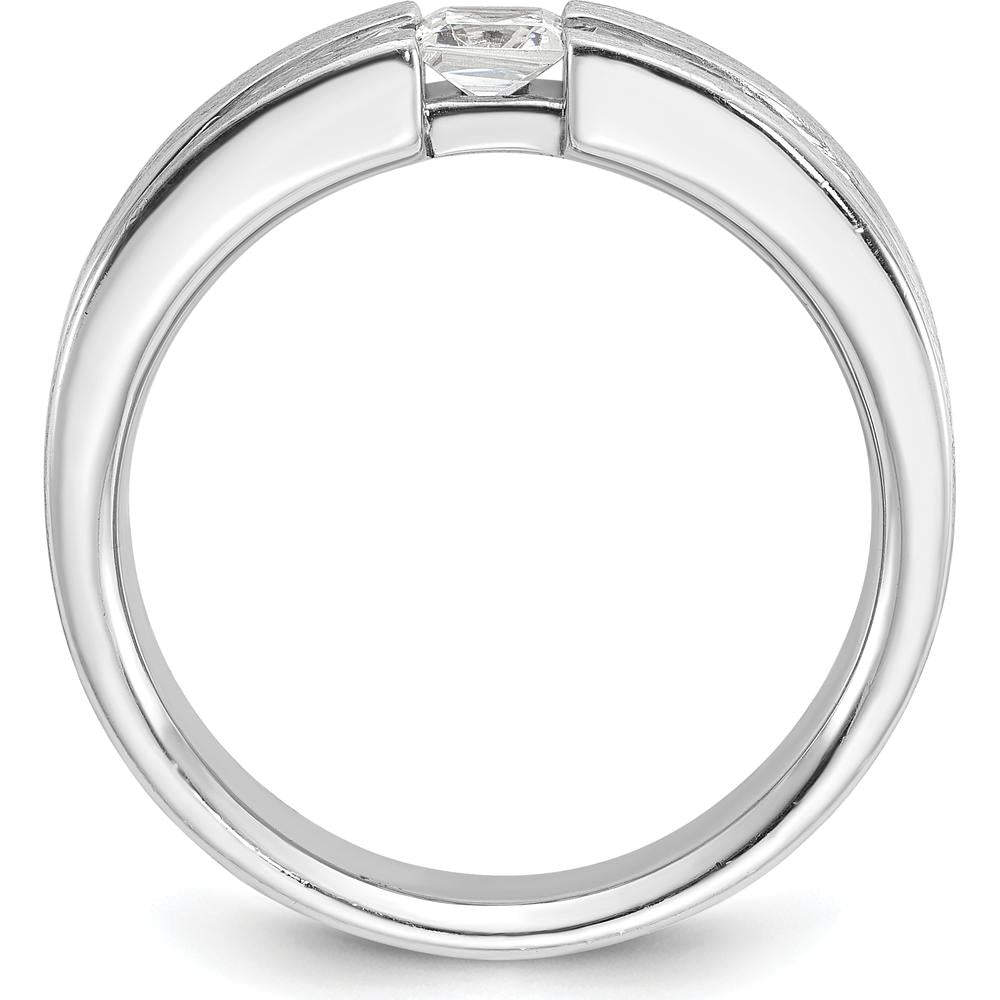 14K White Gold Men's Diamond Ring with 3/4 Carat of Square-Cut Diamonds - 0.5 Carats Total Diamond Weight by IBGoodman