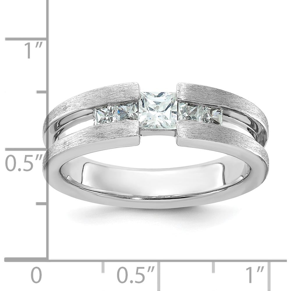 14K White Gold Men's Diamond Ring with 3/4 Carat of Square-Cut Diamonds - 0.5 Carats Total Diamond Weight by IBGoodman