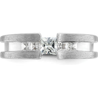 14K White Gold Men's Diamond Ring with 3/4 Carat of Square-Cut Diamonds - 0.5 Carats Total Diamond Weight by IBGoodman