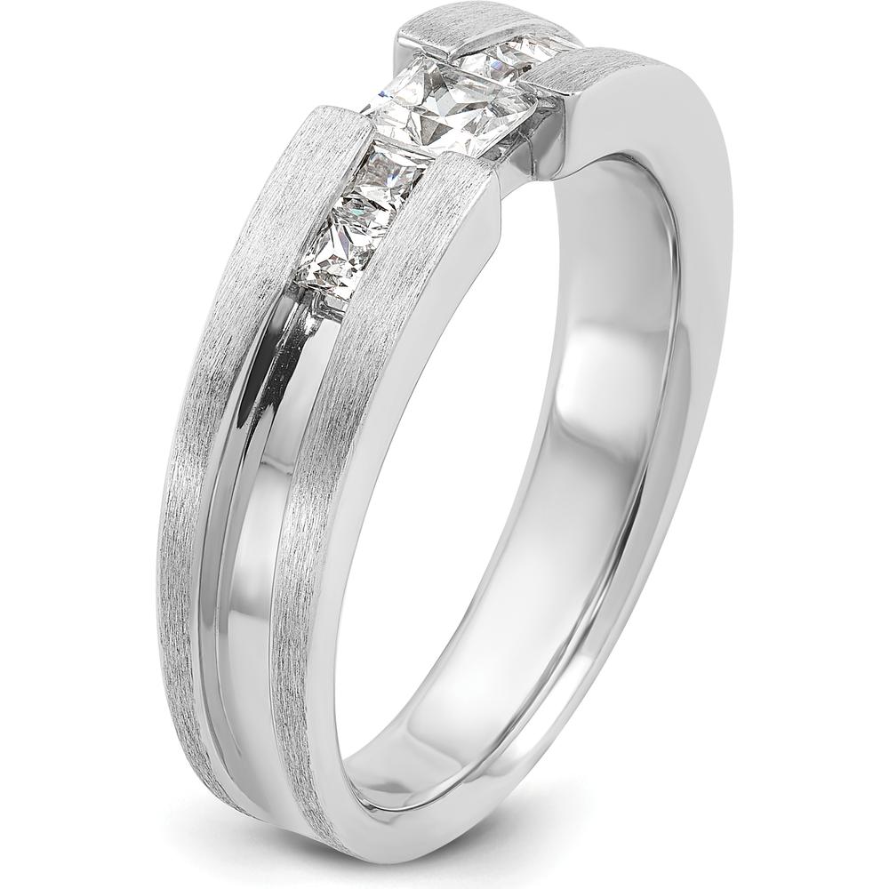 14K White Gold Men's Diamond Ring with 3/4 Carat of Square-Cut Diamonds - 0.5 Carats Total Diamond Weight by IBGoodman